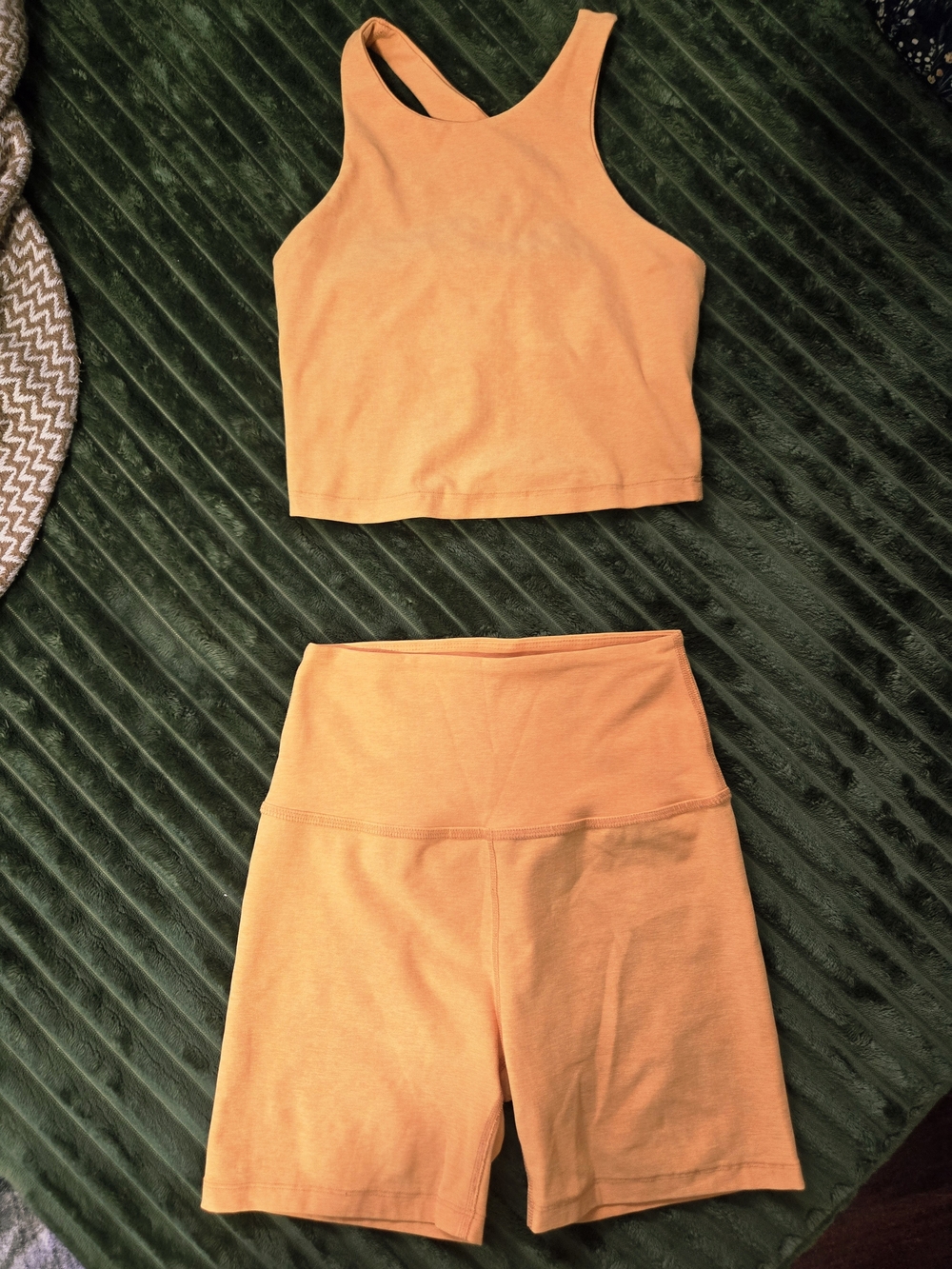 Sunset Yellow Athletic Crop Top & High-Waist Bike Shorts Set - Picture 4 of 7